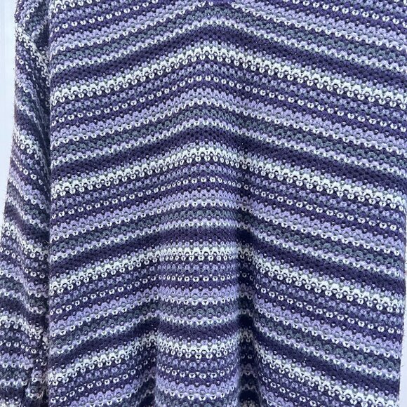 Vtg Sweater Purple Striped Y2K V-Neck Knit Pullover Womens M Soft Cozy Cabincore - Picture 4 of 10